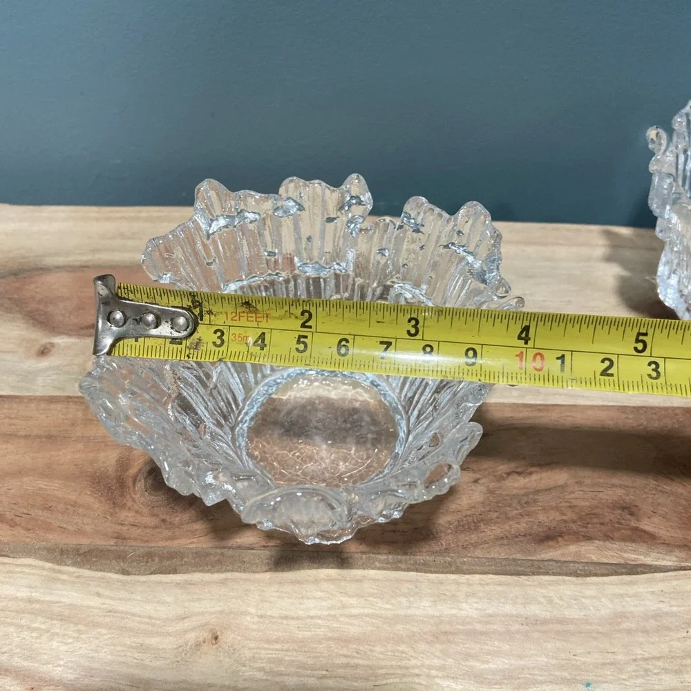 Vintage Viking Dalzell Glass Clear Ice Icesicle Votive Tealight Candle Holder